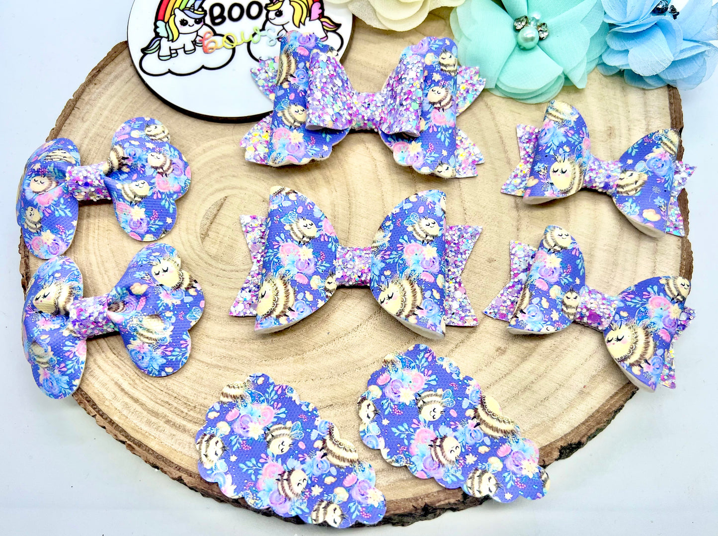 Lilac bumble bee hair accessories - sold individually