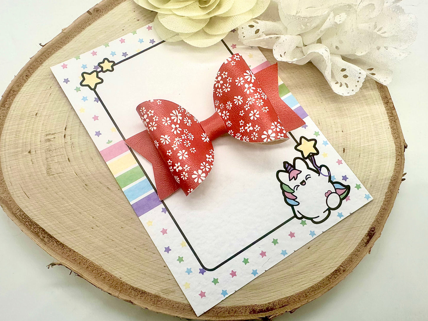 3.5” ditsy floral school hair bow - all colours can be ordered