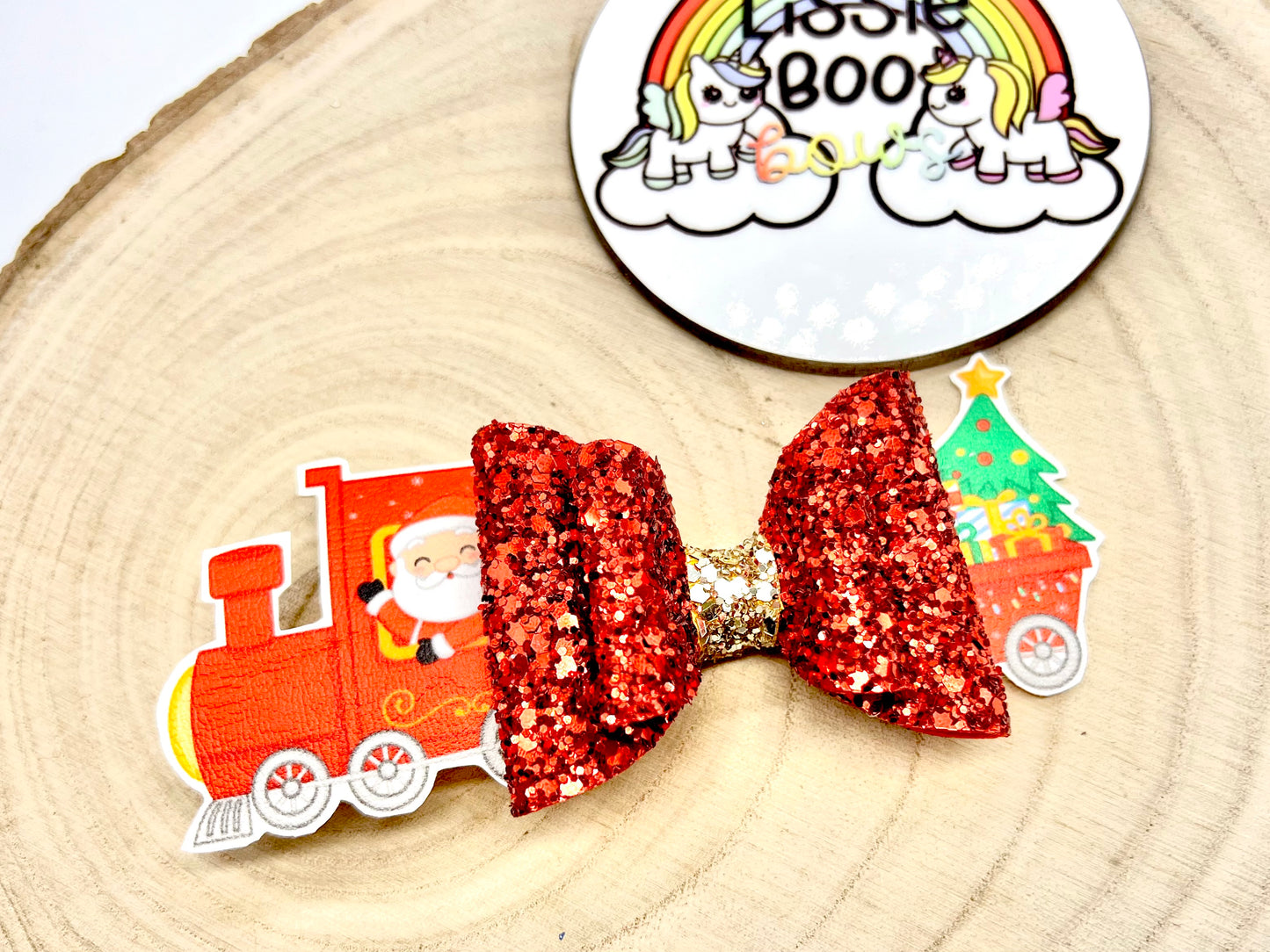 4” Father Christmas Train Hair bow