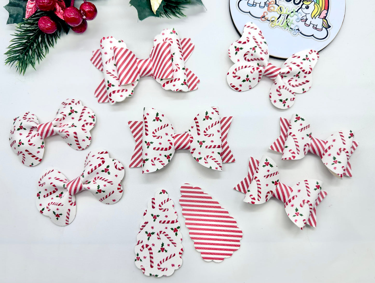 Red candy canes hair accessories - sold individually