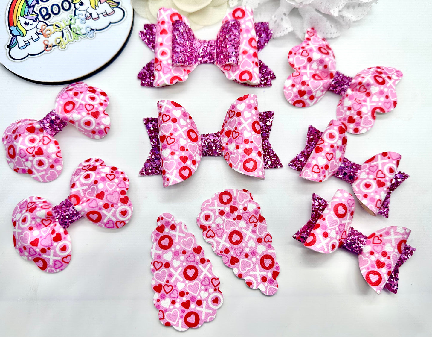 Pink love doodles hair accessories - sold individually