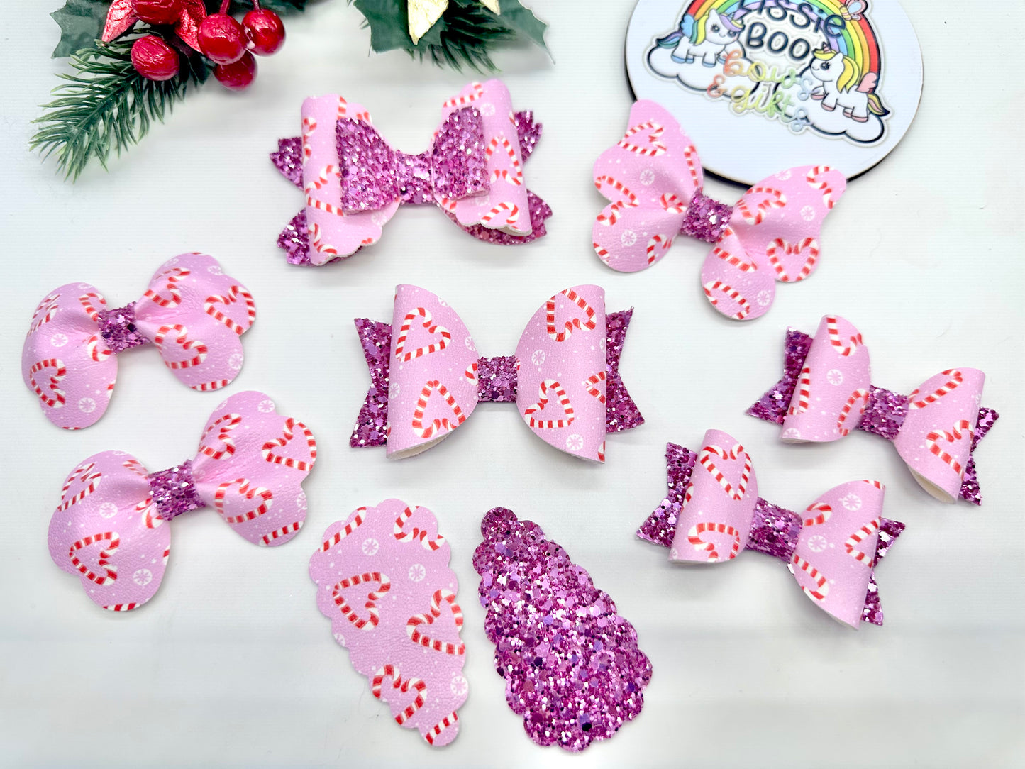 Pink candy cane hair accessories - sold individually