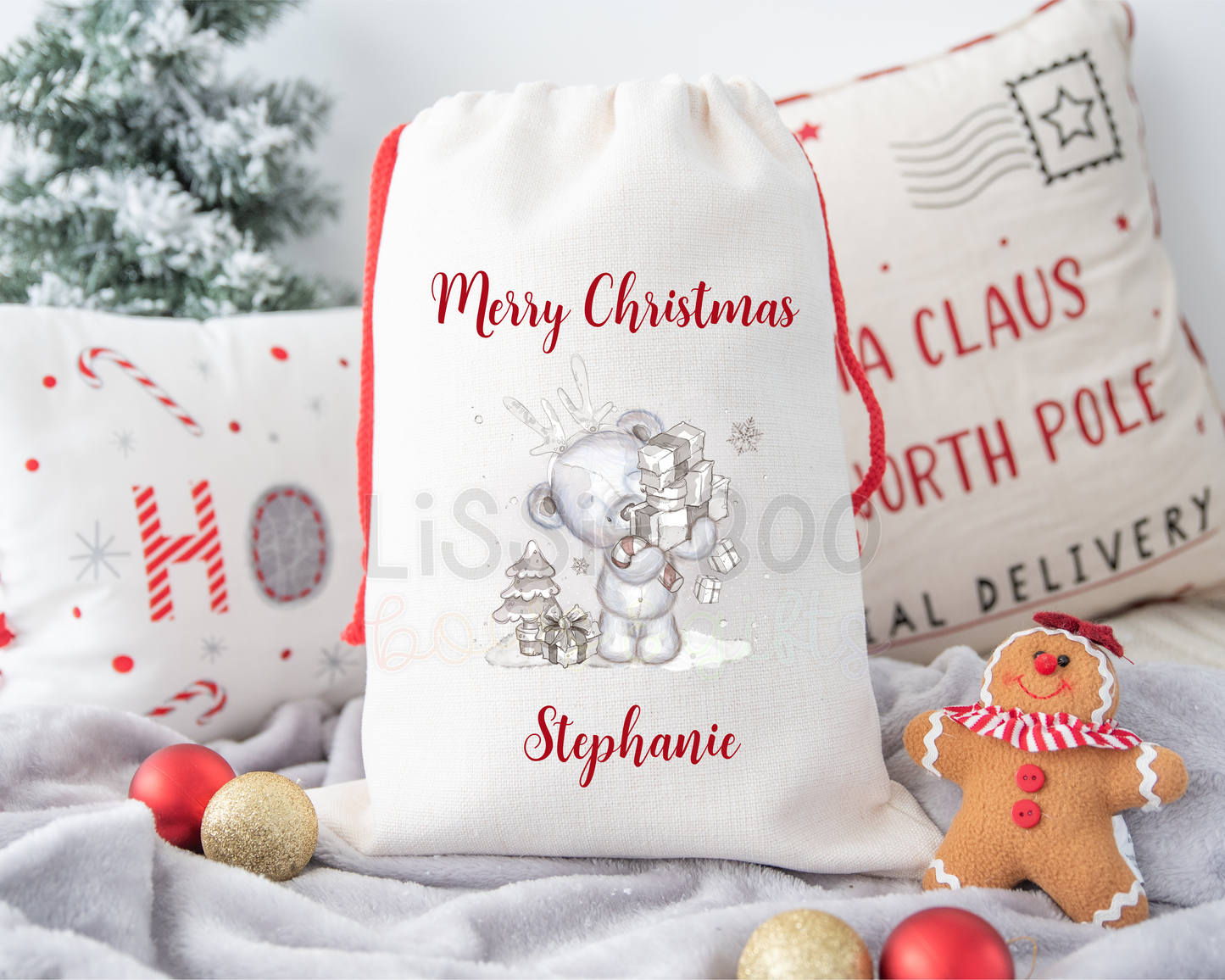 Reindeer Polar Bear Christmas Sack