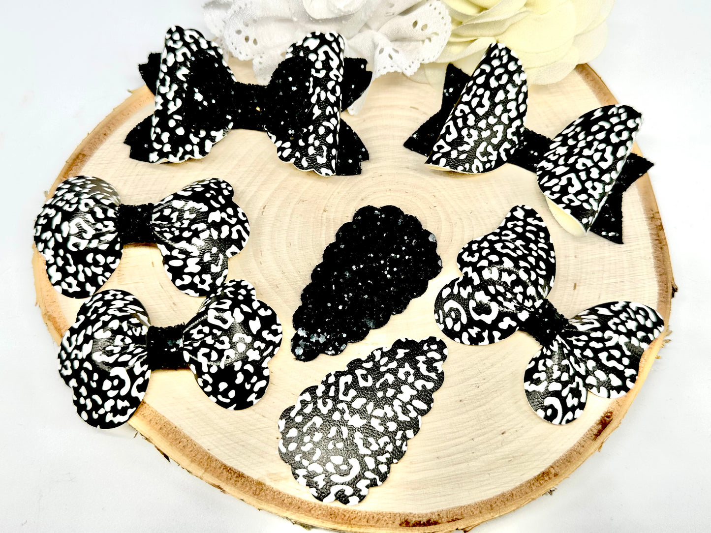 Black leopard print hair accessories (sold individually)