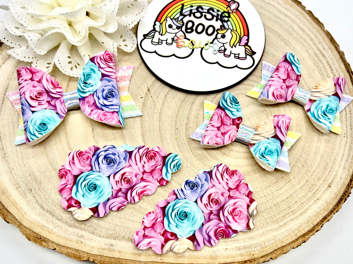 3D pastel roses hair accessories (sold individually)