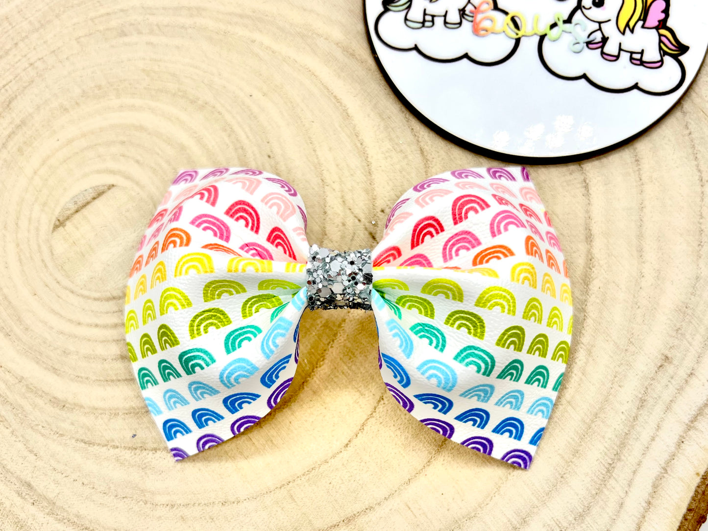 4” rainbows of rainbows pinch hair bow