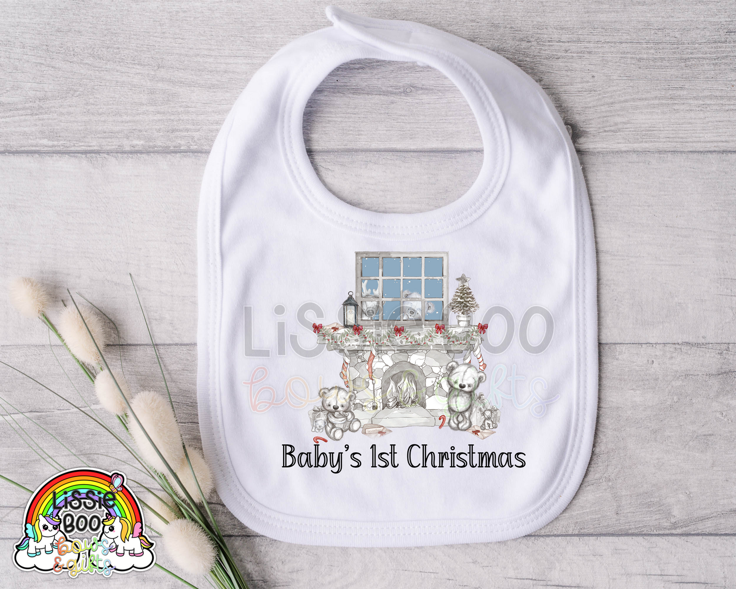 Sketchy bear Christmas bib