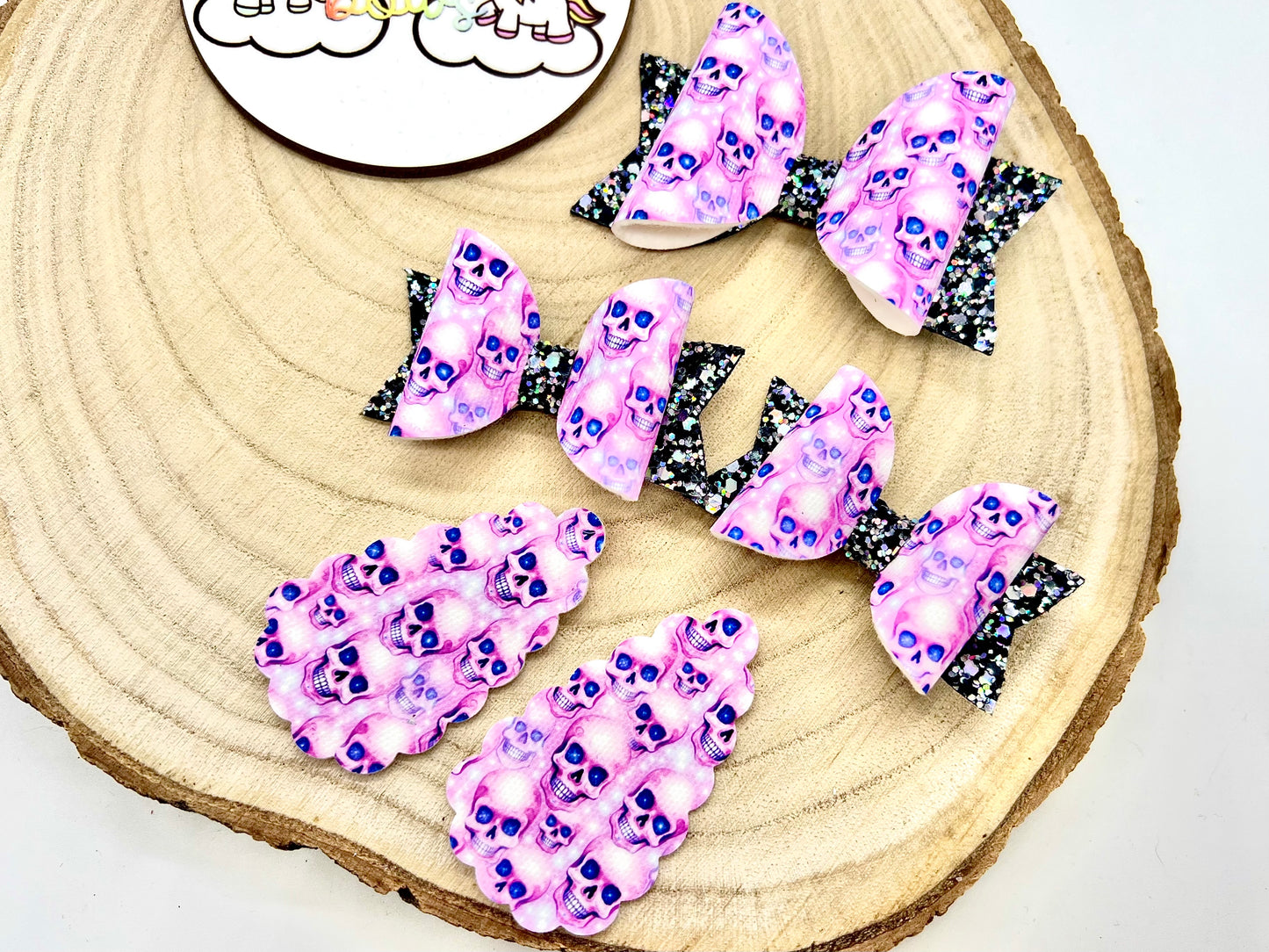 Pink skulls hair accessories (sold individually)