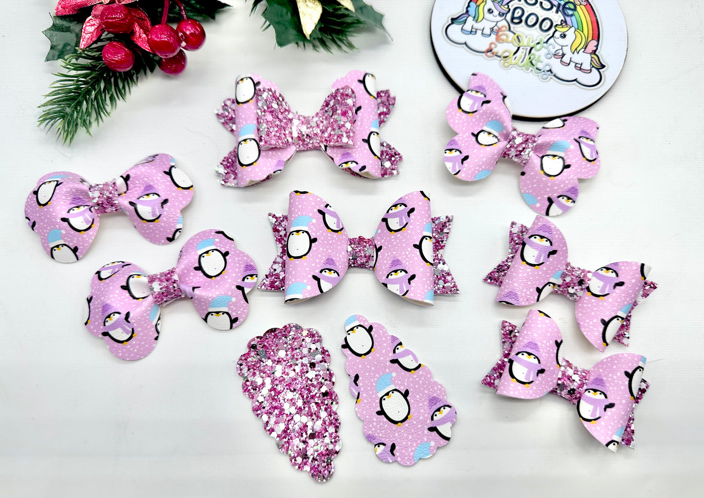 Winter penguins hair accessories - sold individually