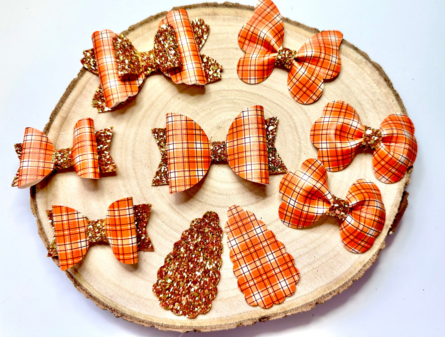 Autumn orange tartan hair accessories - sold individually