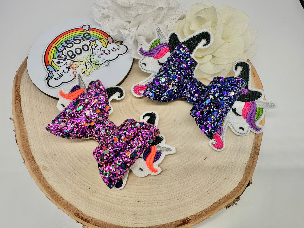 Halloween Unicorn hair bow - sold individually - ALLIGATOR CLIP