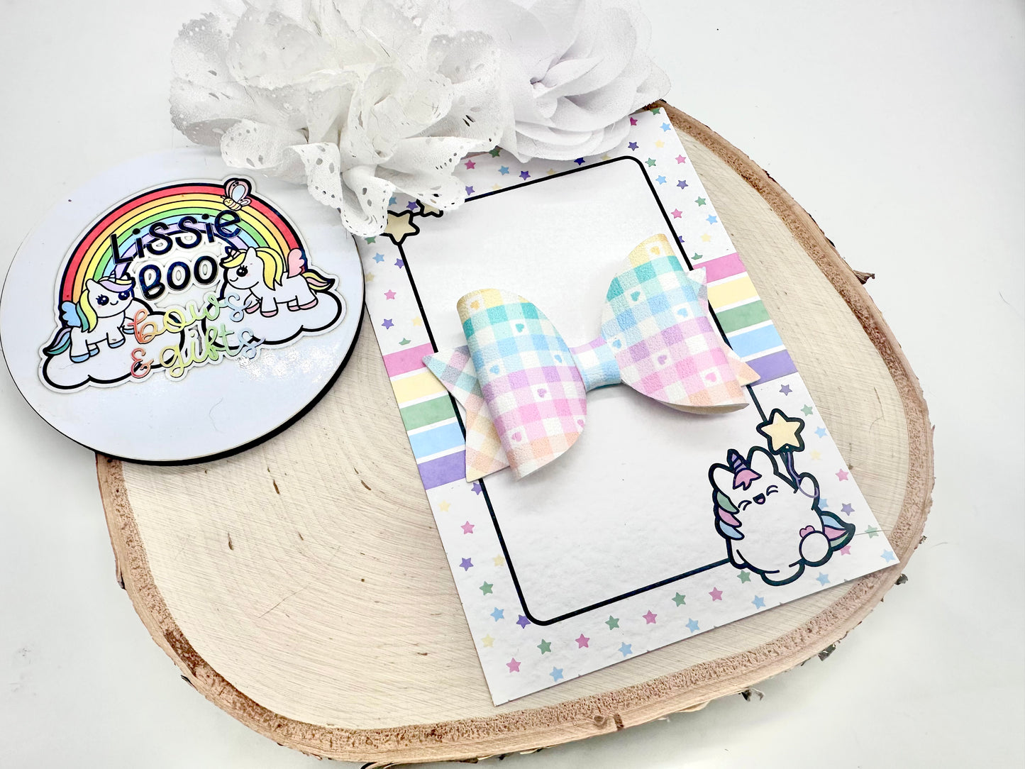 3.5” rainbow check hair bow