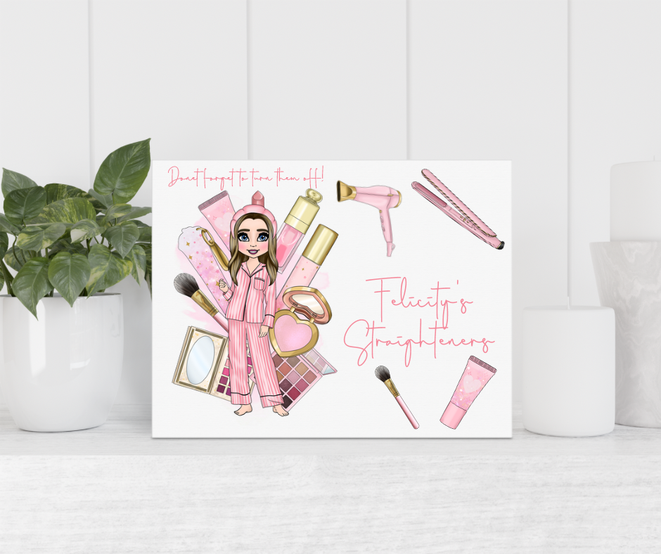 Pink make up dolly straightener heat protection board