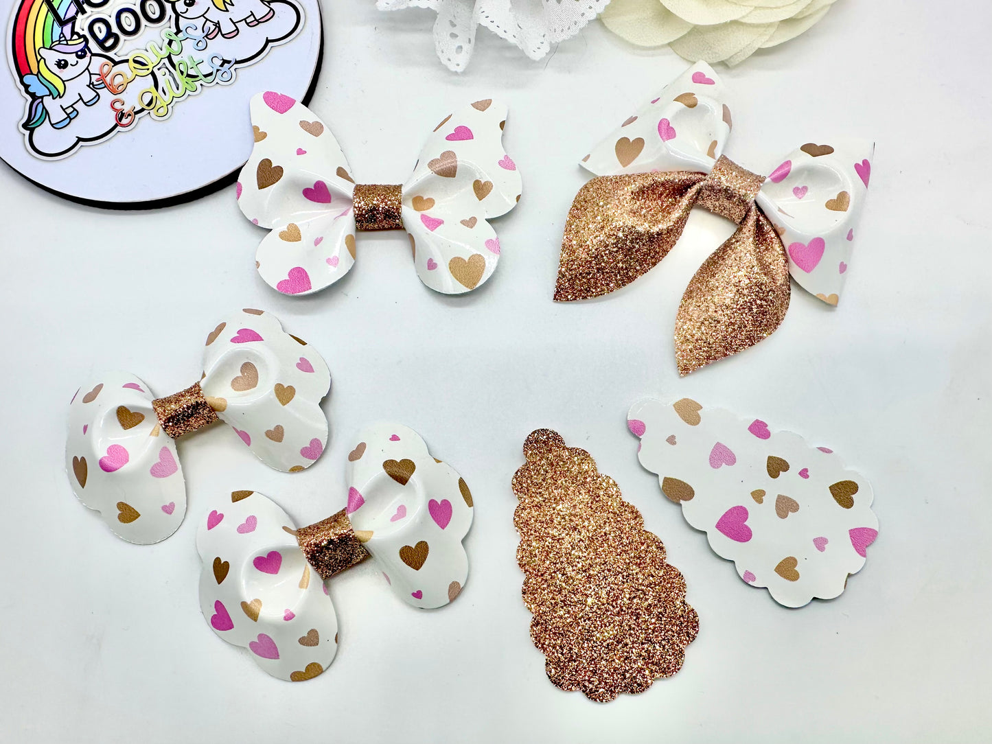 Gold and pink hearts hair accessories - sold individually