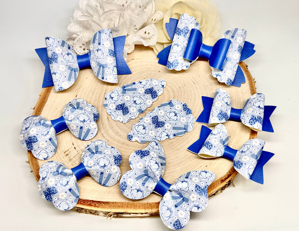 Blue floral & bows hair accessories - sold individually