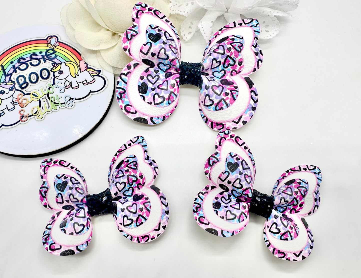 Purple hearts butterfly pinch hair accessories - sold individually