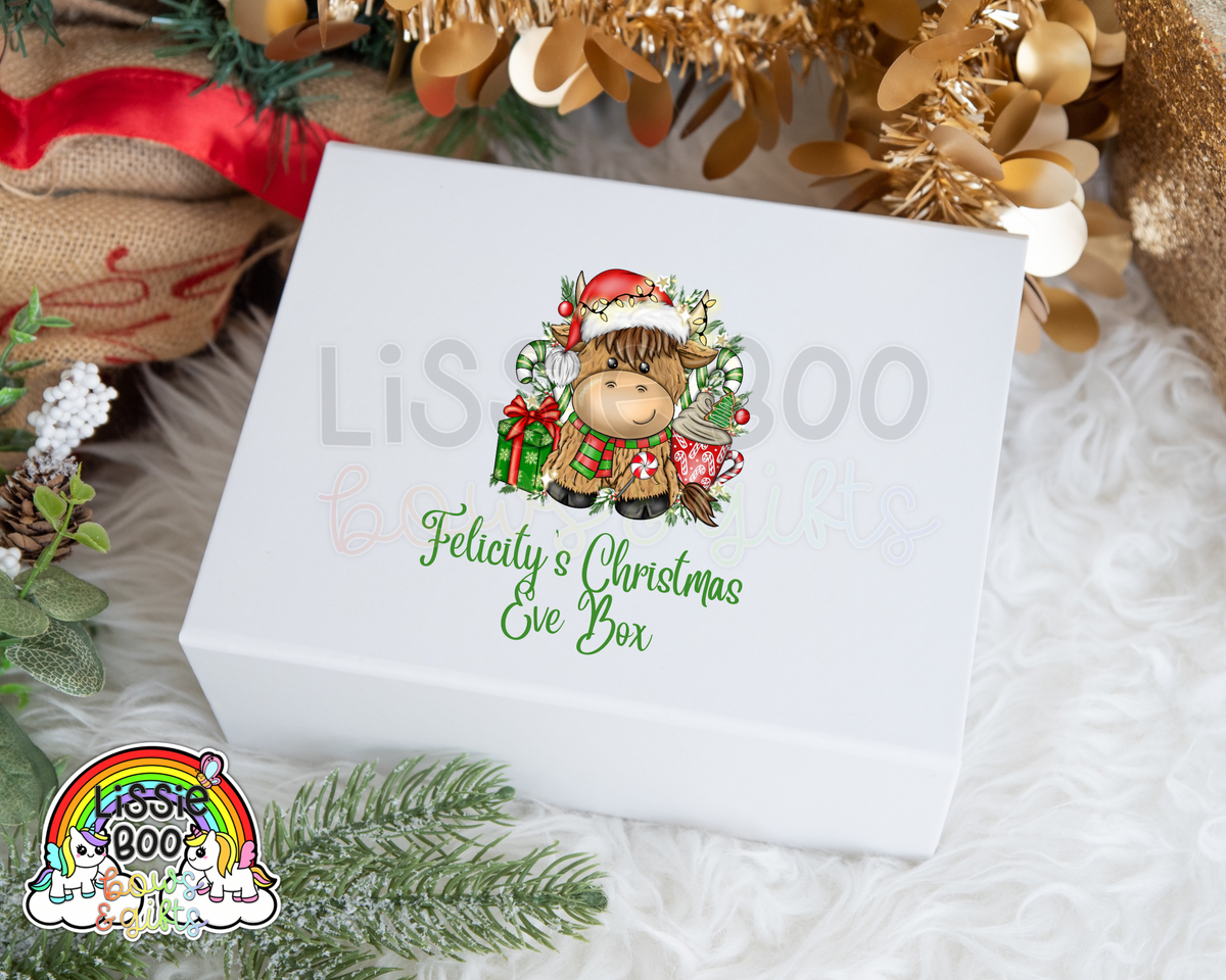 Personalised Highland Cow Christmas Eve Box