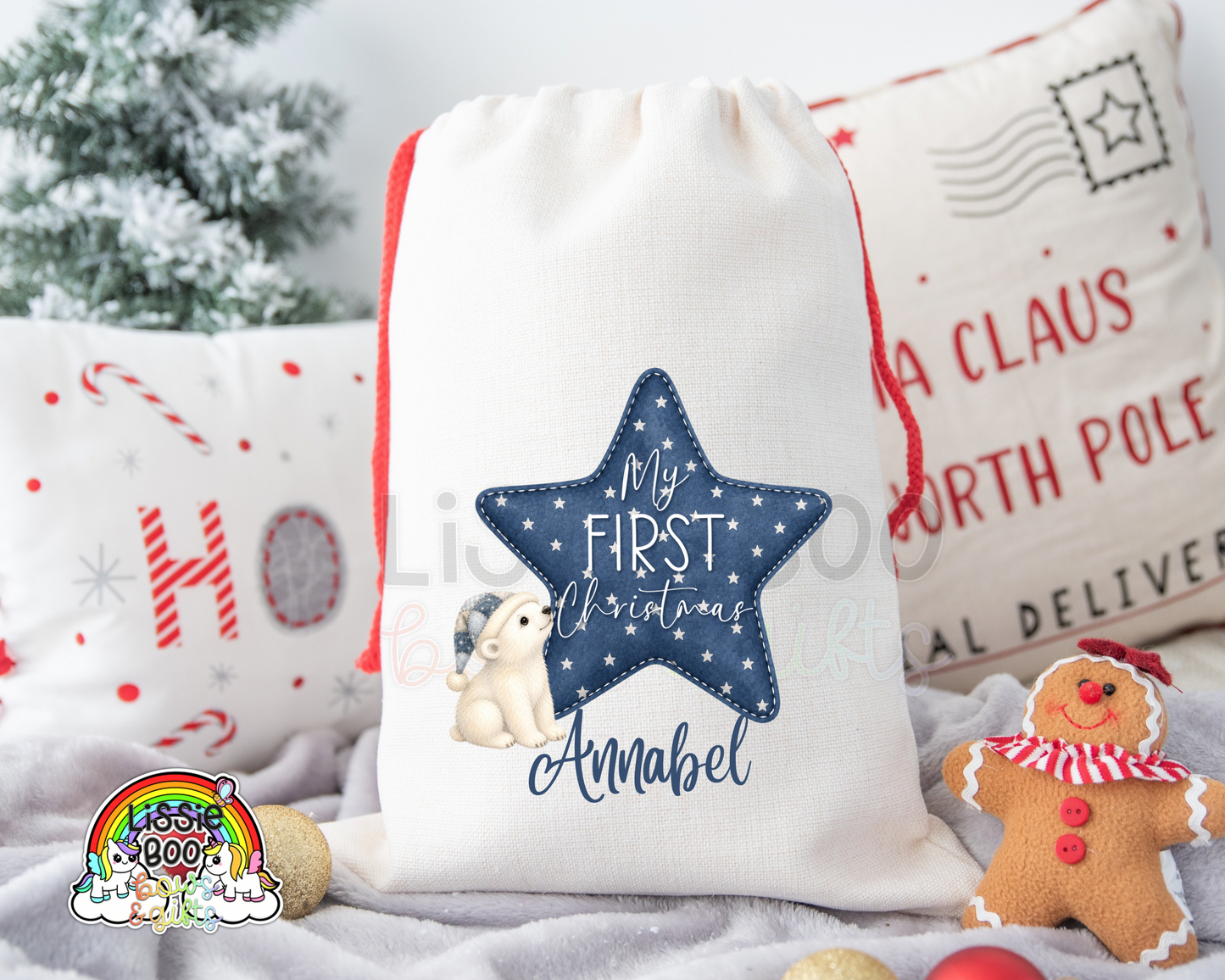 Polar bear star baby’s first Christmas Sack