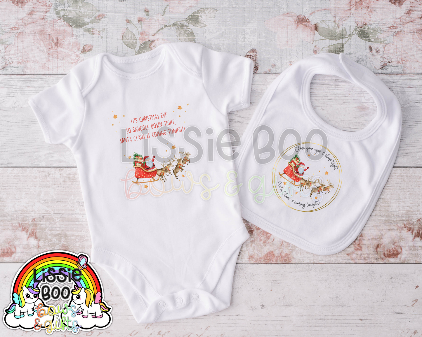 Christmas Baby bib/baby vest (available individually or together)