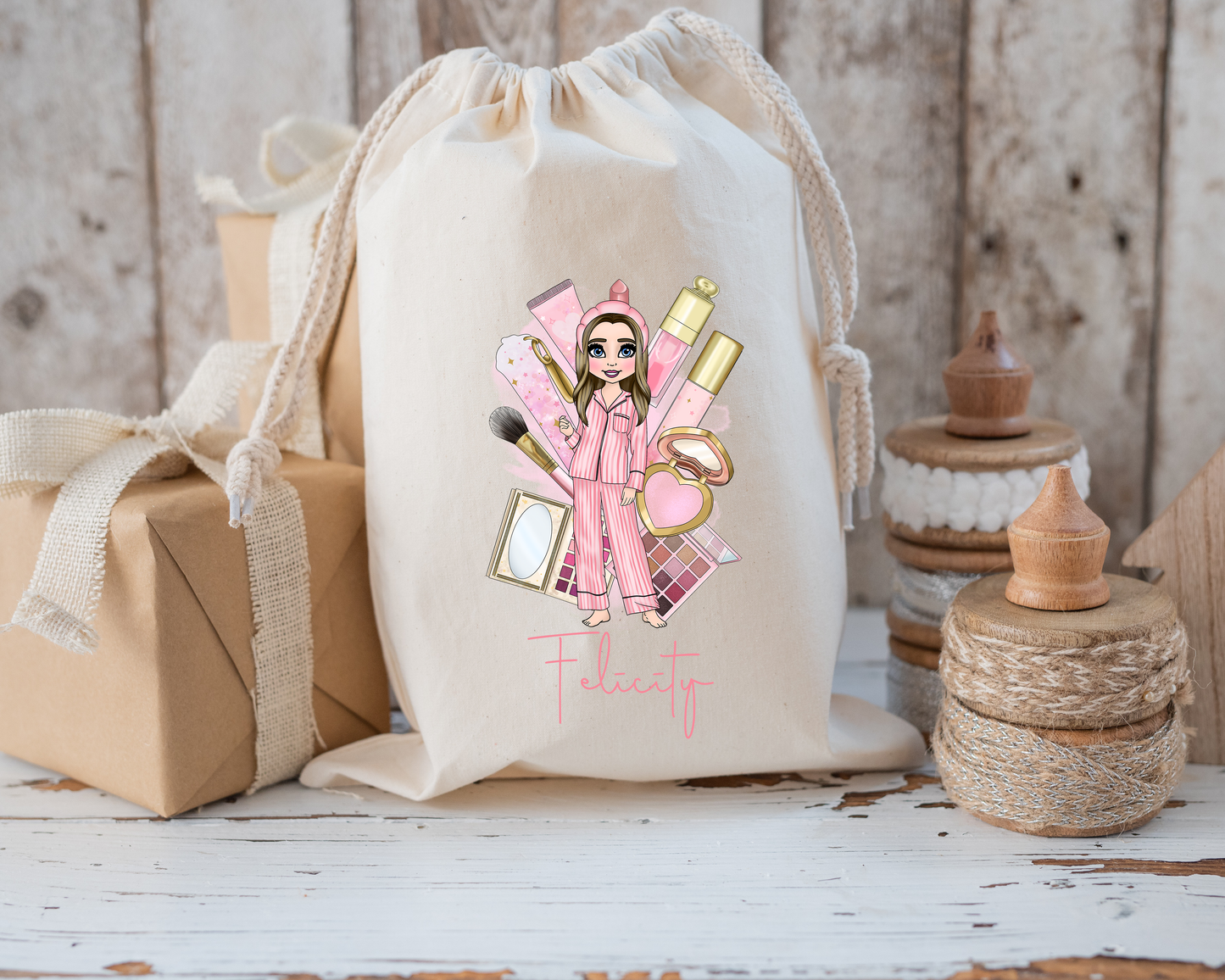 Pink make up dolly gift sack