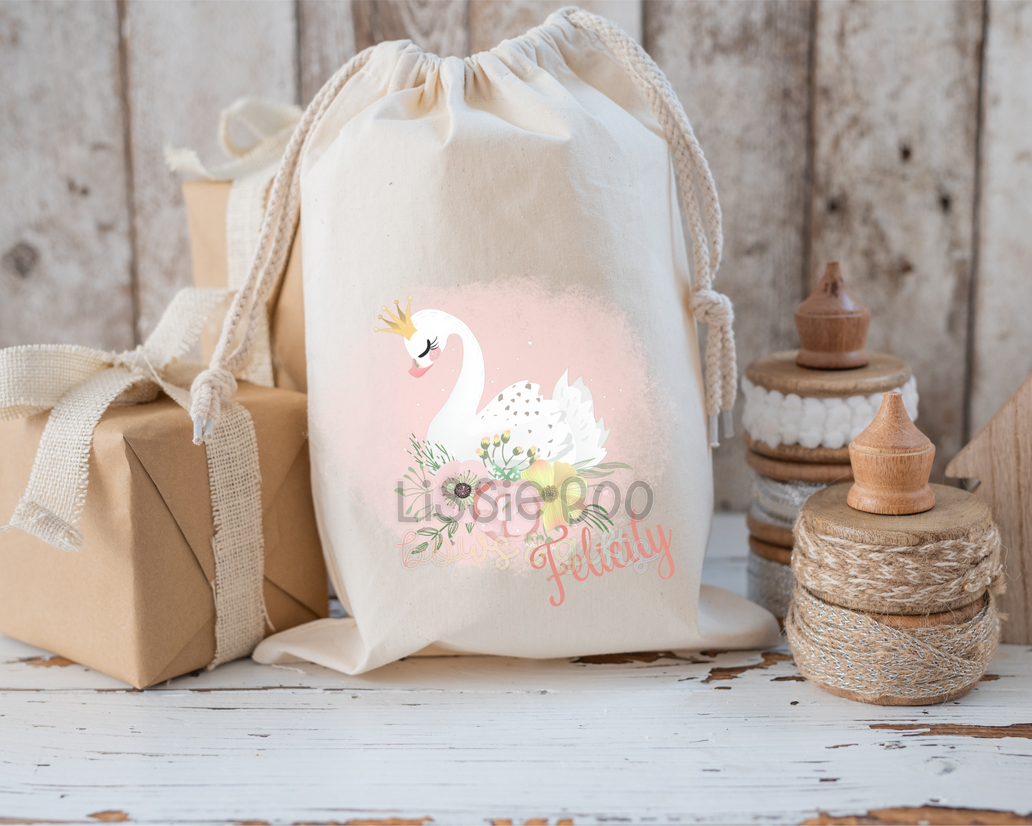 Swan Personalised Birthday Sack