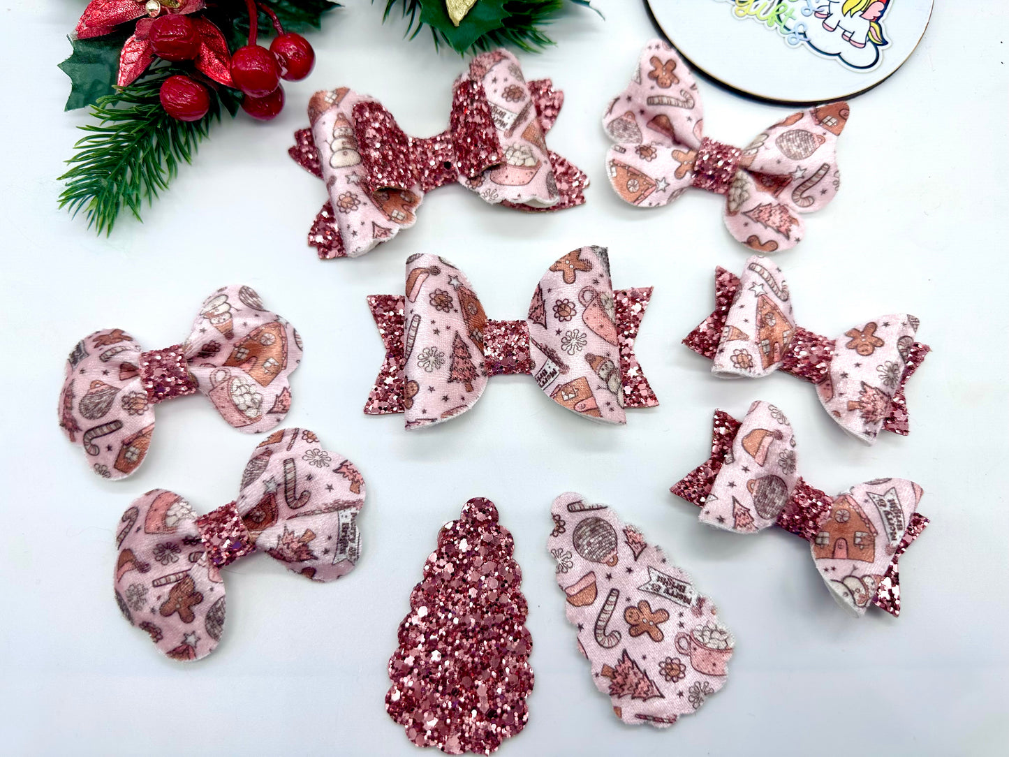 Crushed velvet Christmas themed hair accessories - sold individually