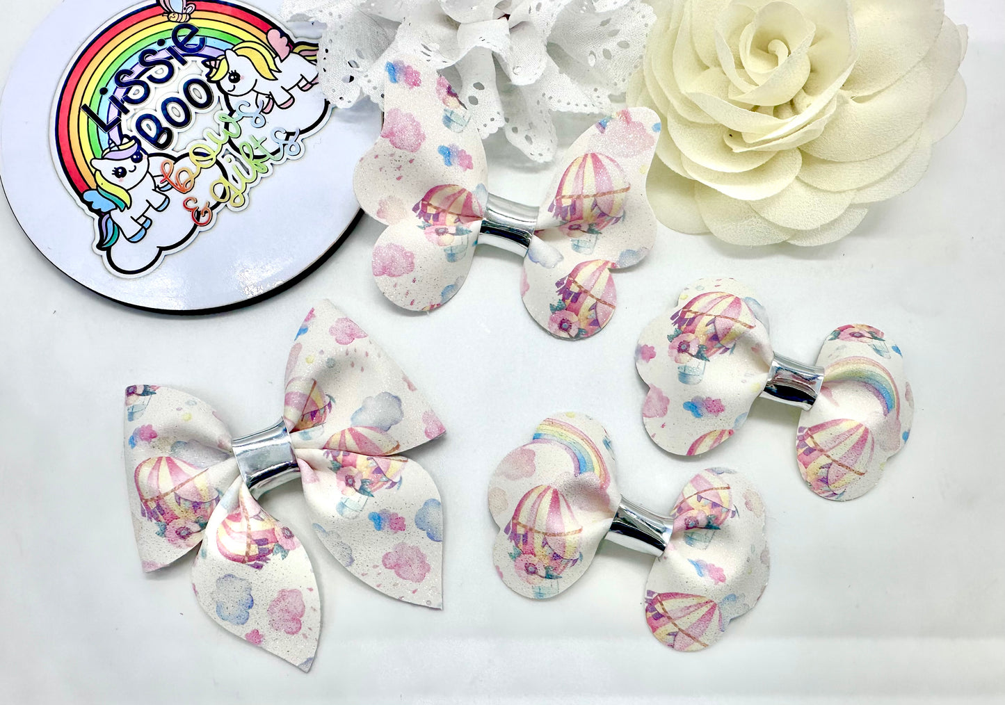 Hot air balloon rainbow faux suede hair accessories - sold individually