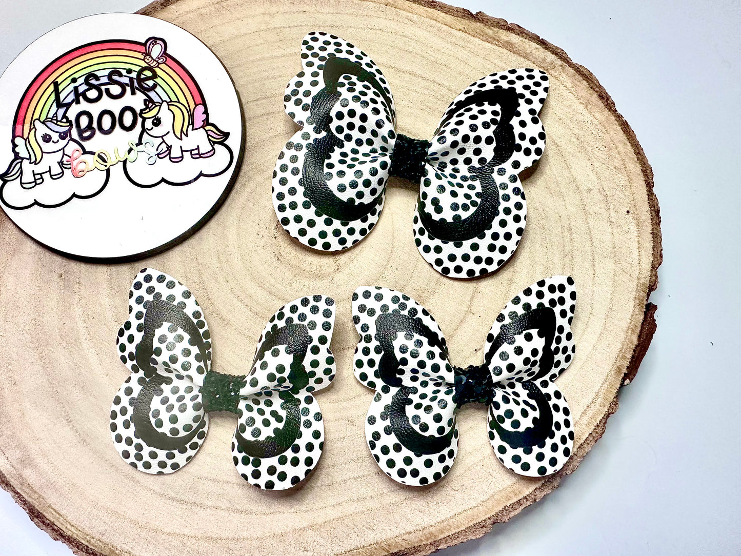 Polka dot white butterfly hair accessories - sold individually