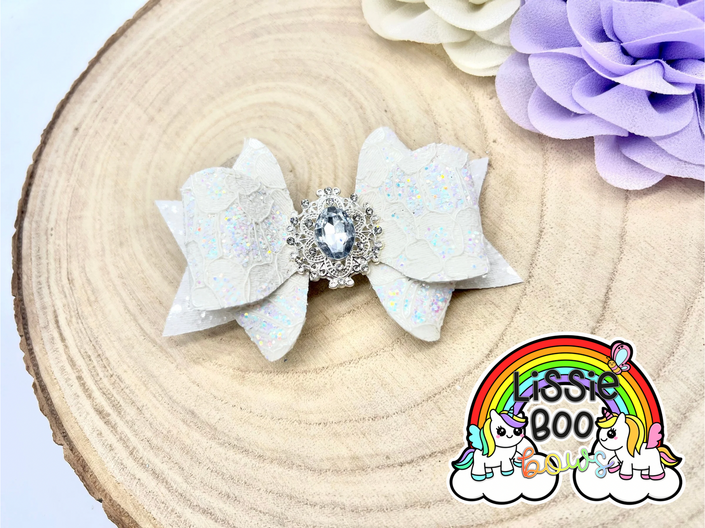 3.5” White lace hair accessory