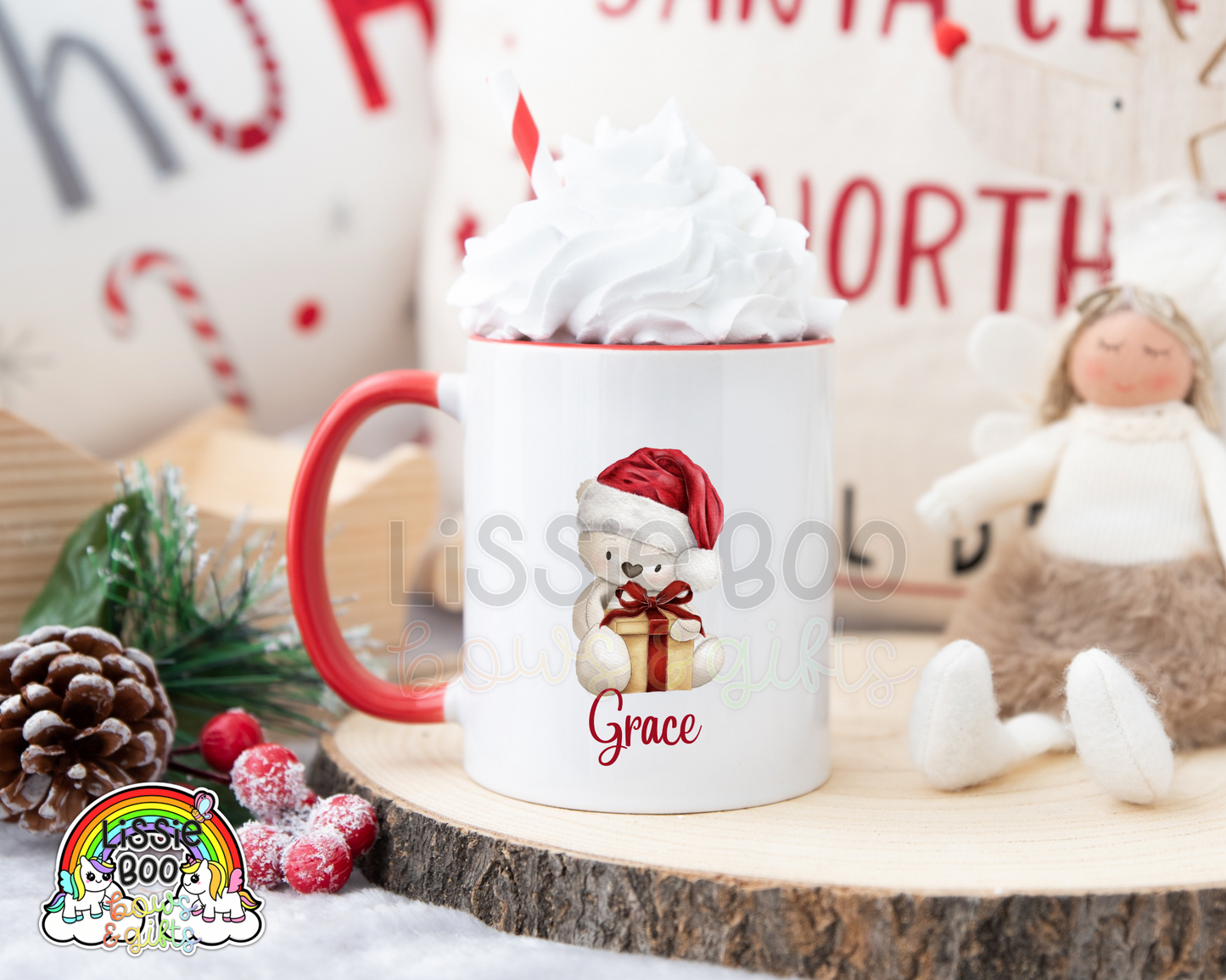 Christmas Present White Bear mug