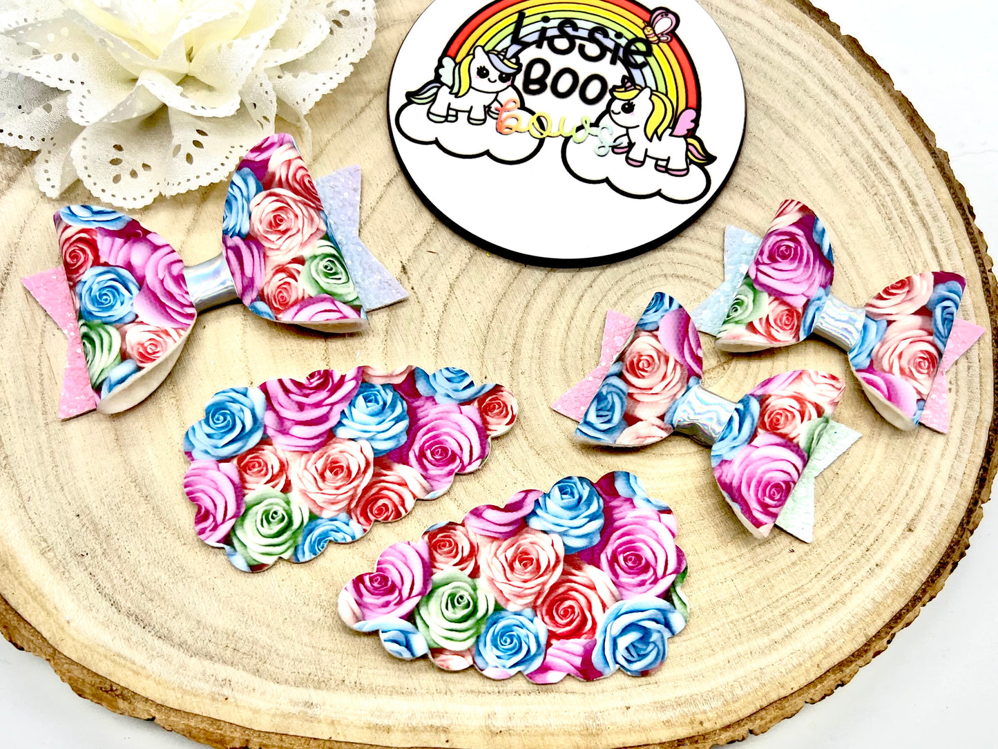 3D pastel roses hair accessories (sold individually)