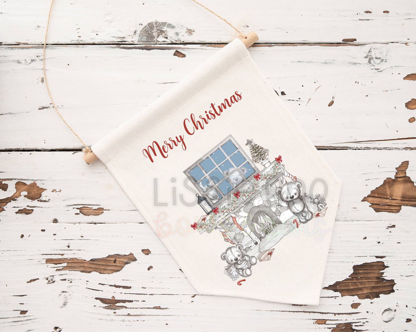 Merry Christmas Sketchy bear Christmas Pennant