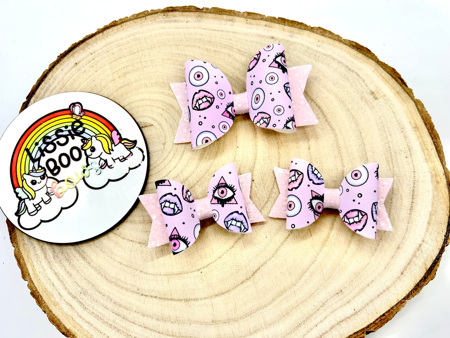 Creepy eye and lips hair bows (sold individually)
