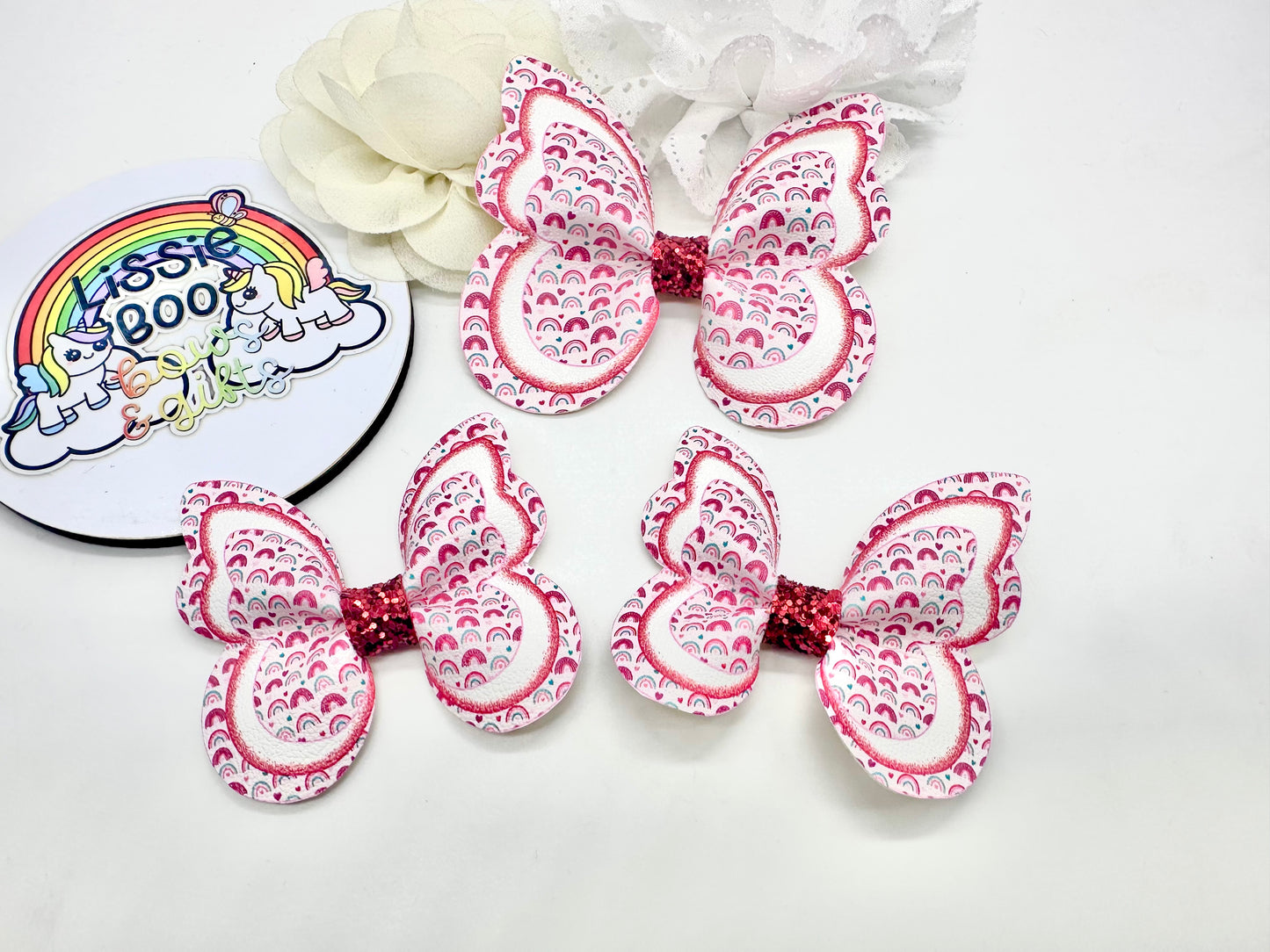 Rainbow hearts butterfly pinch hair accessories - sold individually