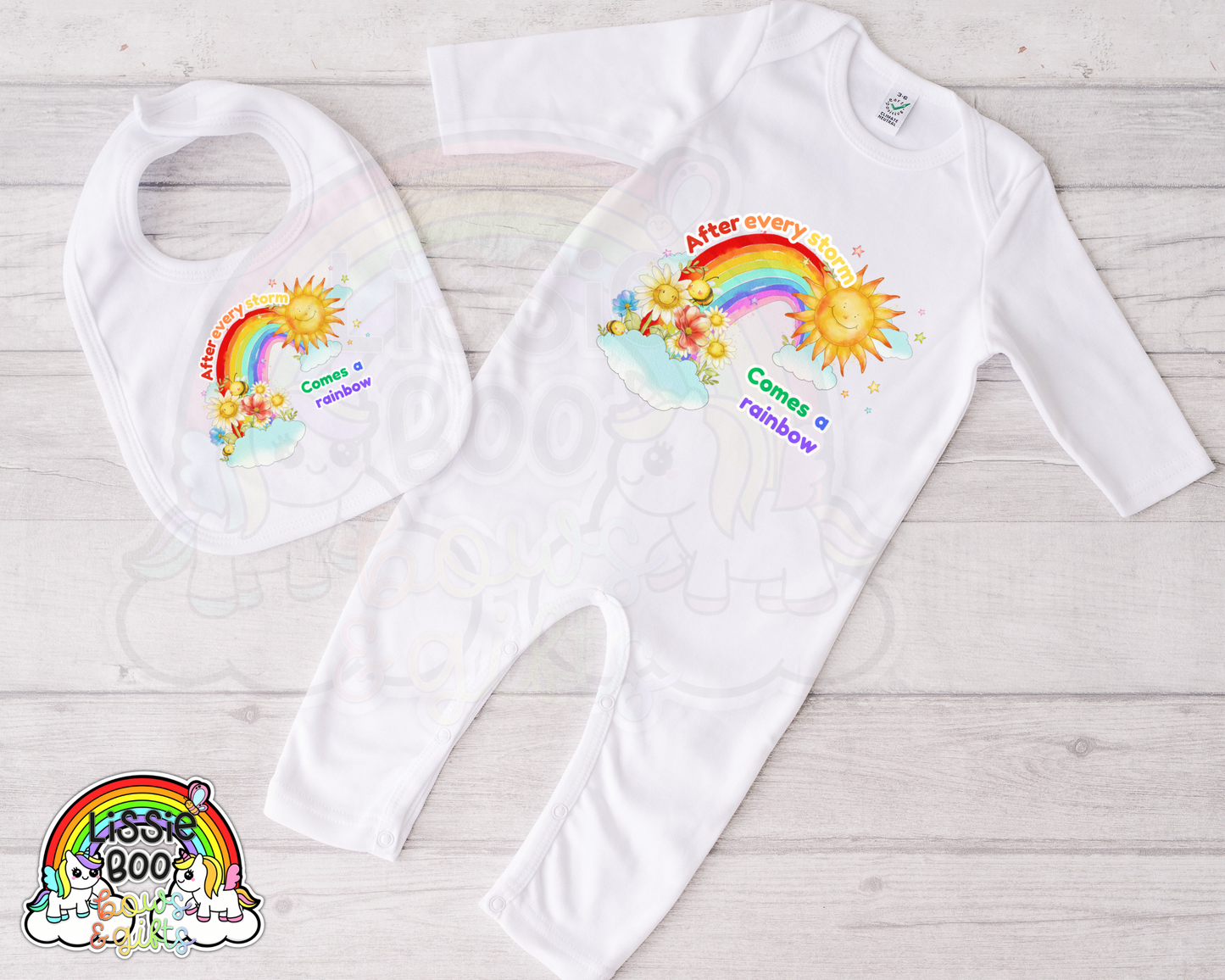 After every storm baby bib/baby grow (available individually or together)