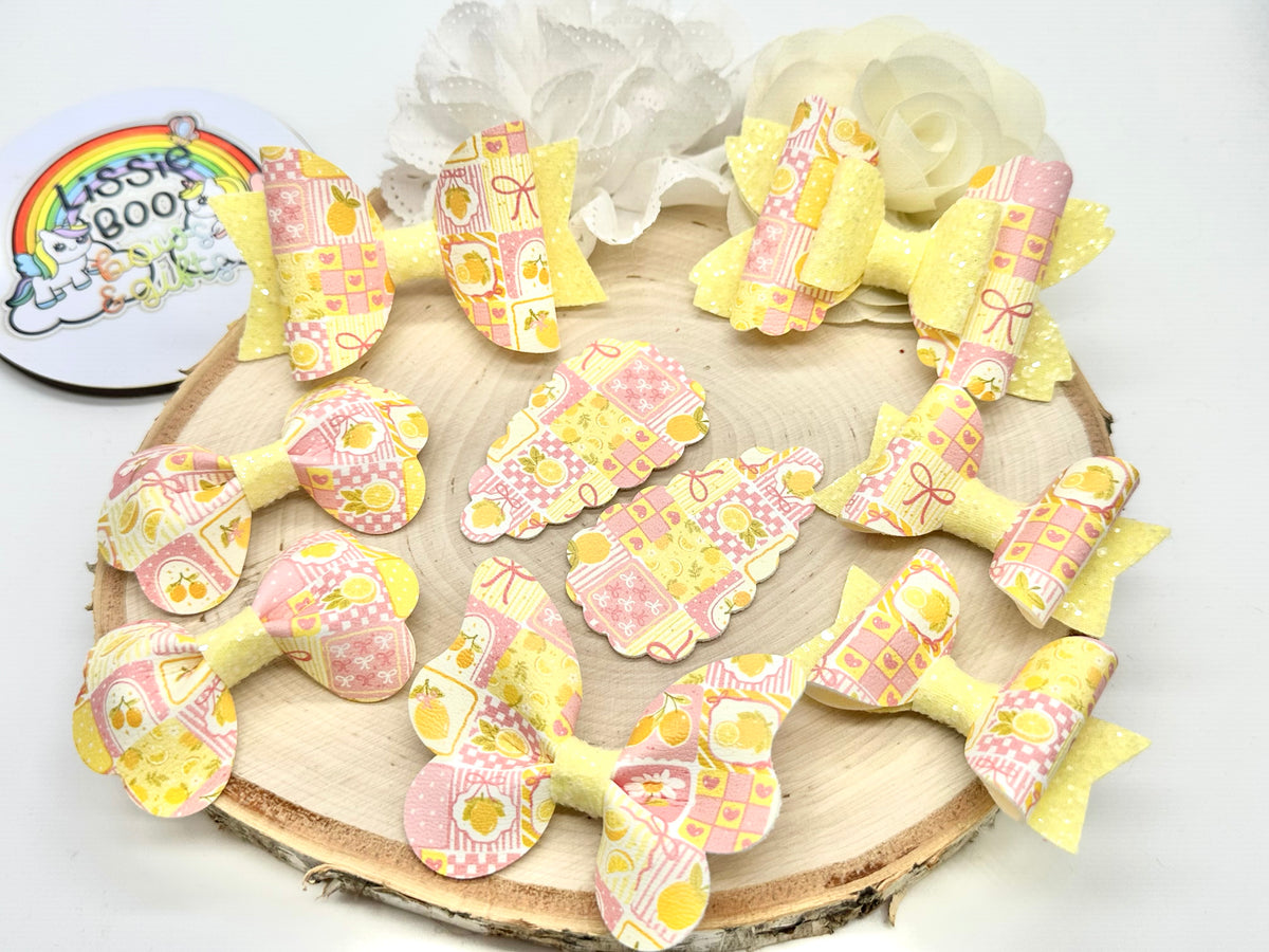 Pink and lemon checked hair accessories - sold individually