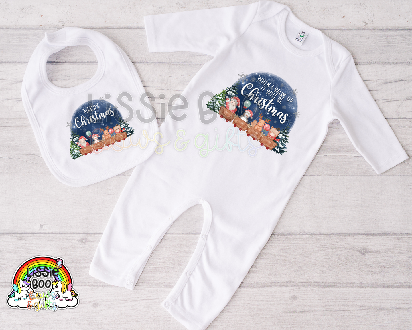 When I wake up it will be Christmas baby bib/baby grow (available individually or together)