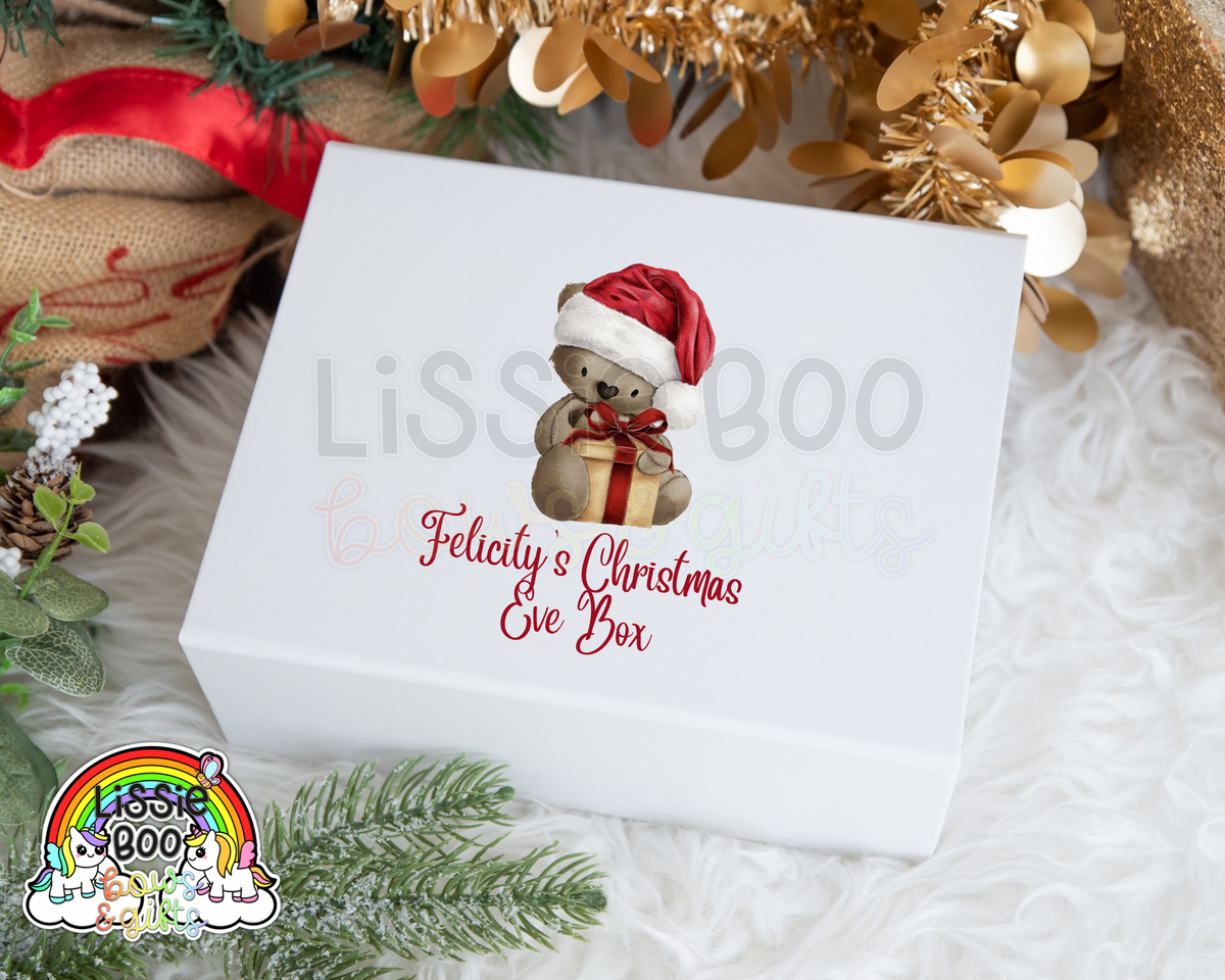 Personalised Present Brown Bear Christmas Eve Box