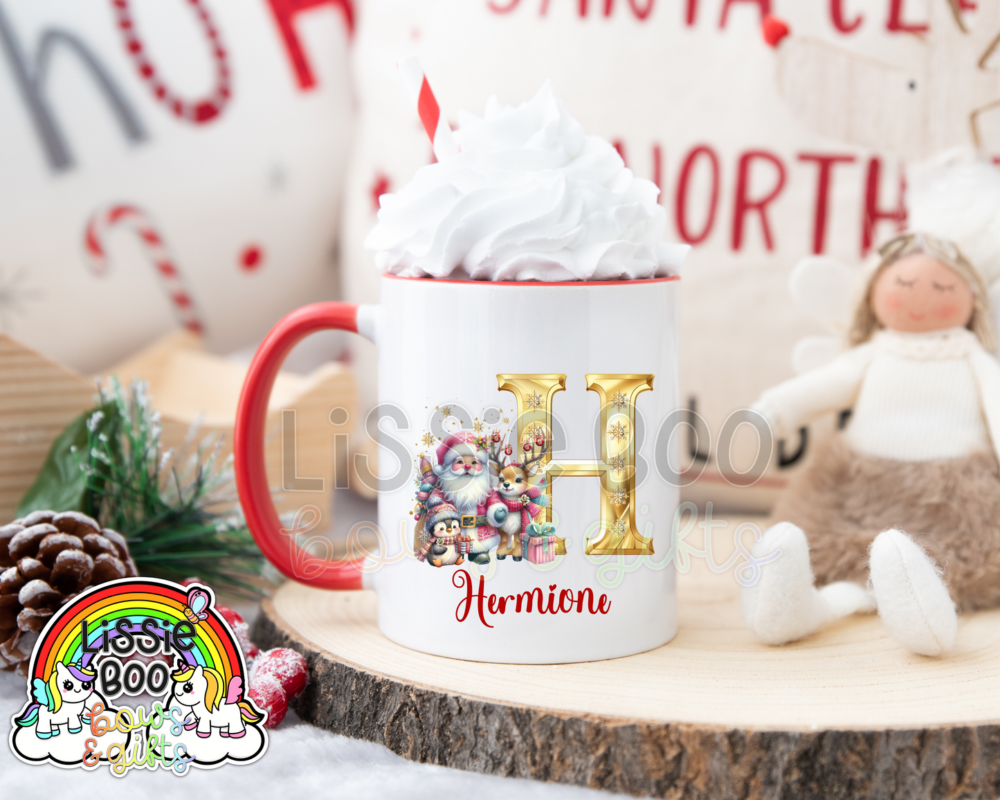 Personalised Santa and friends christmas mug