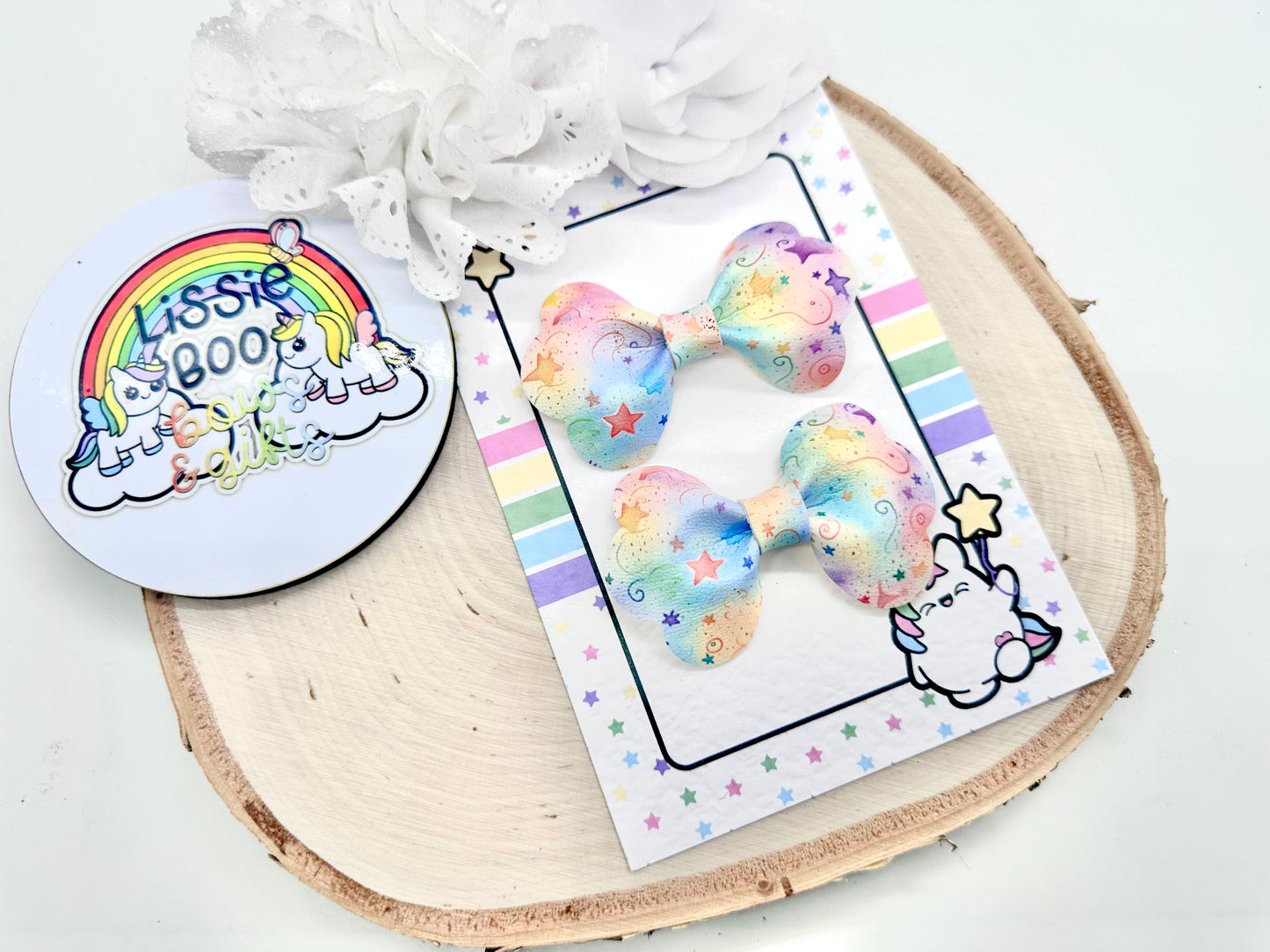 3” rainbow stars pinch piggytail set