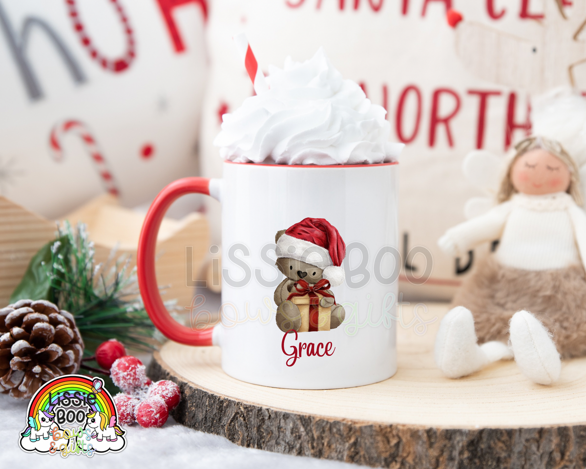 Christmas Present Brown Bear mug