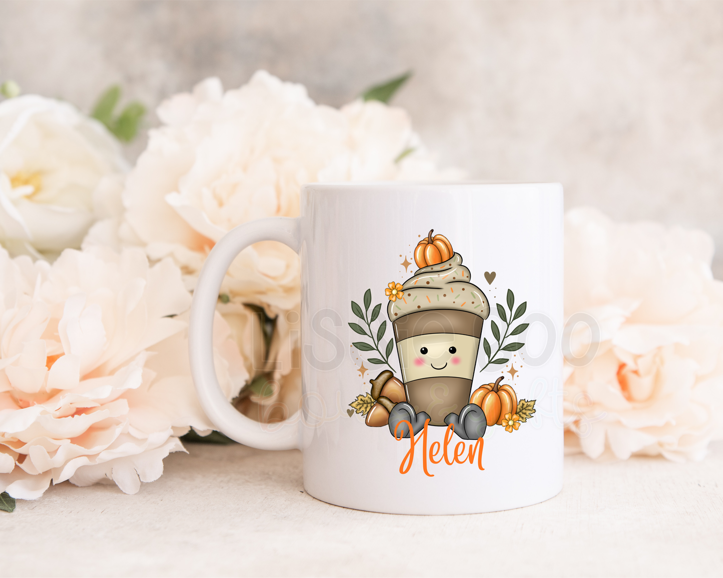 Personalised autumn latte coffee mug