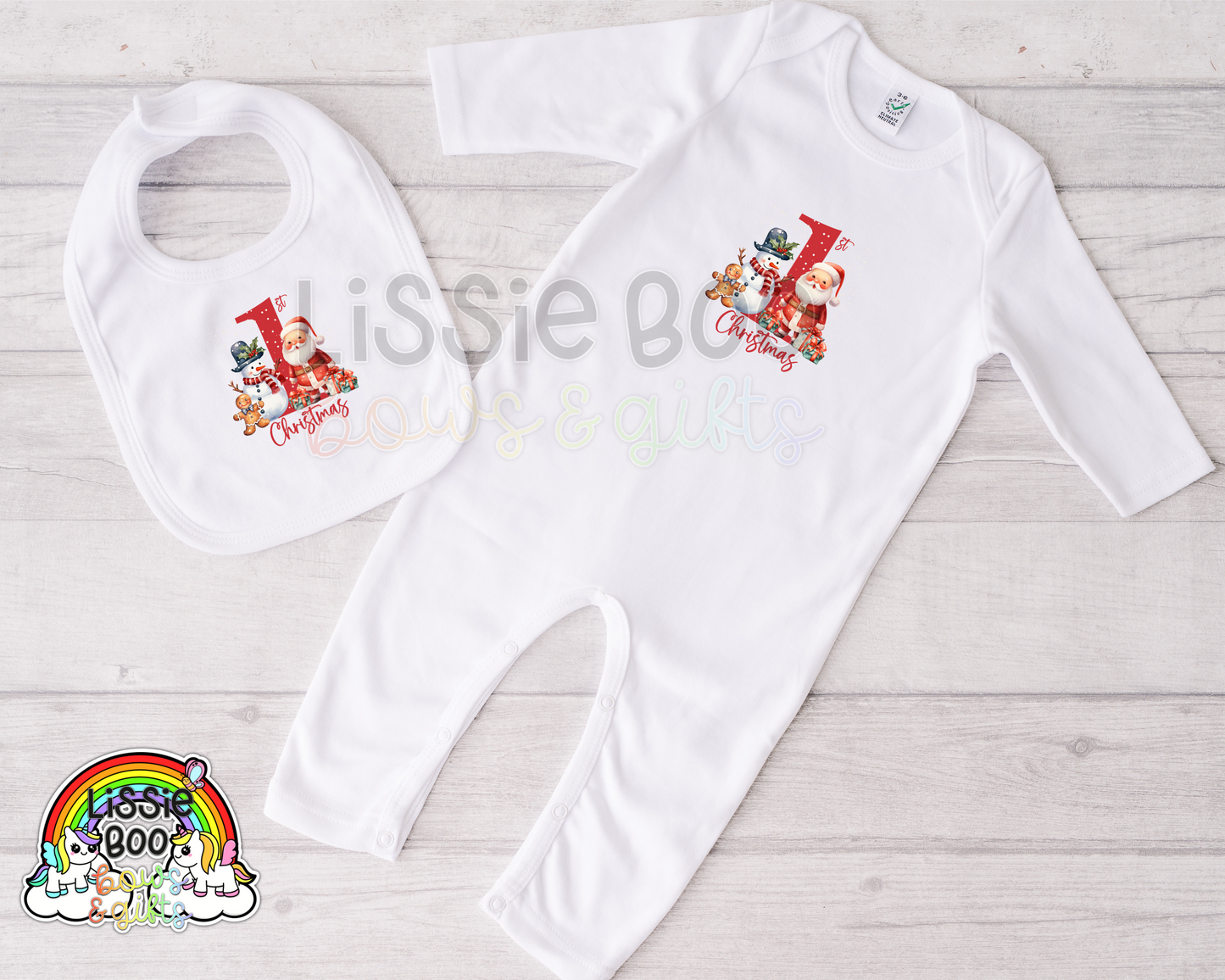 1st Christmas Baby bib/baby grow (available individually or together)