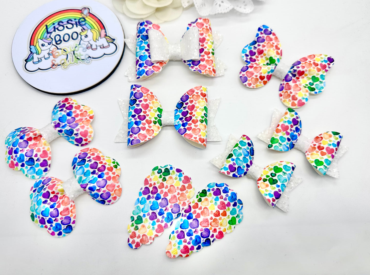 Rainbow hearts hair accessories - sold individually