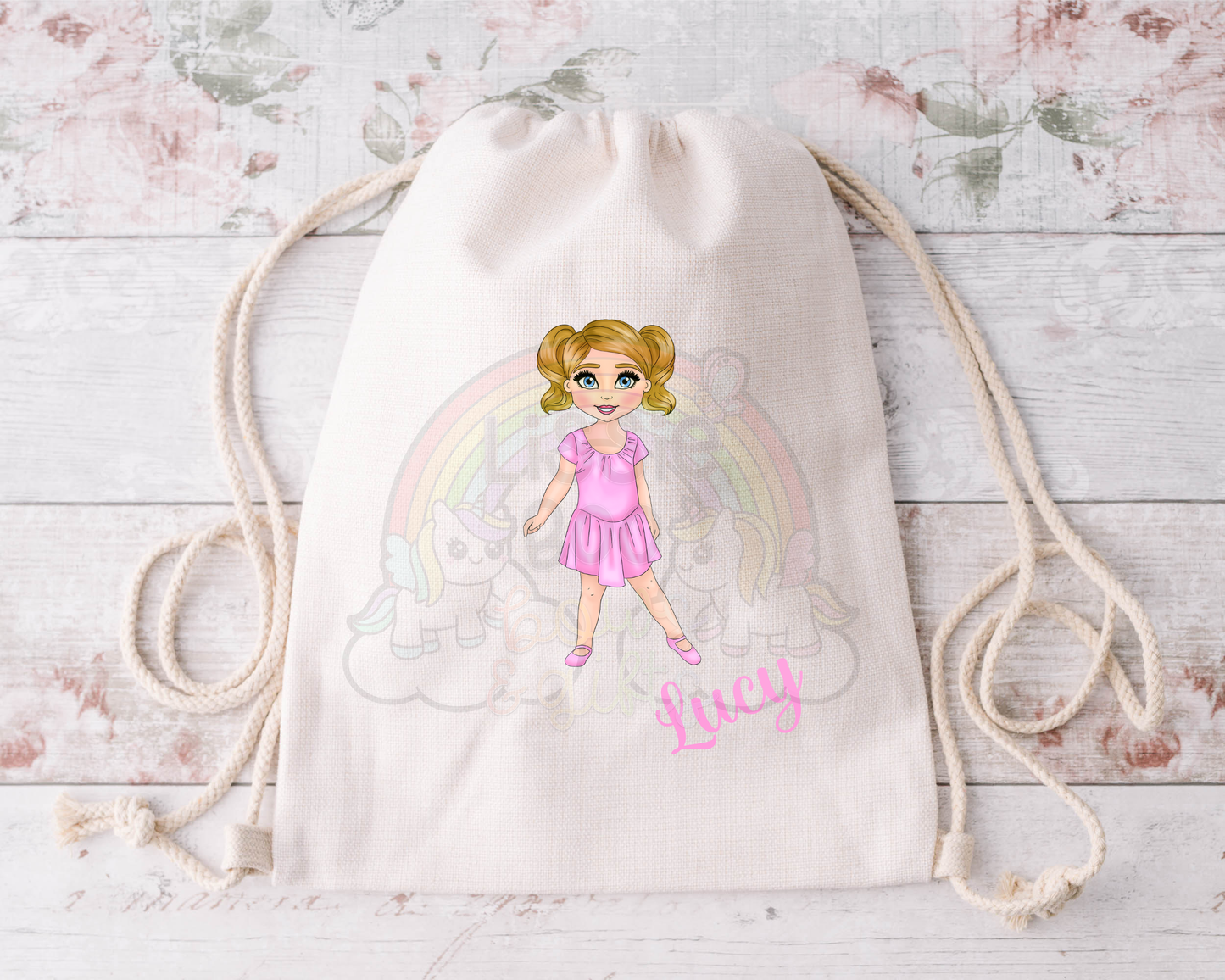 Personalised dancer drawstring bag
