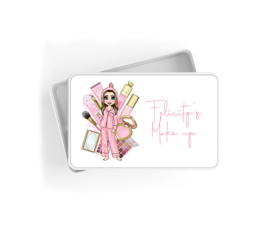 Personalised Pink make up dolly tin