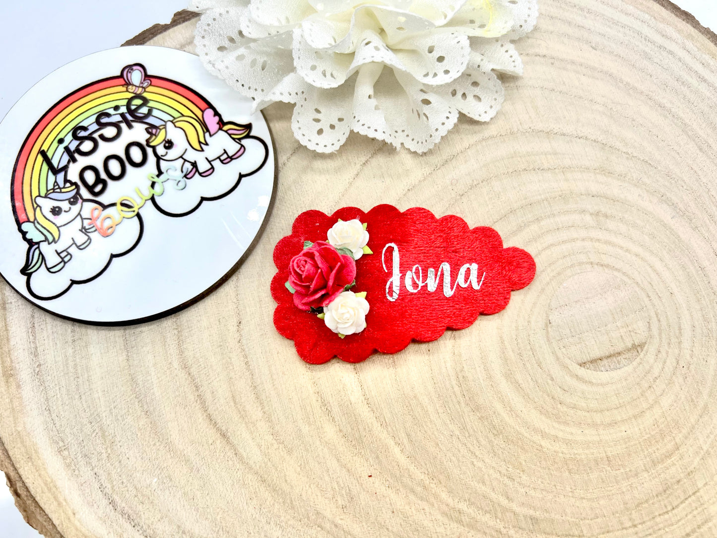 Personalised velvet hair clip