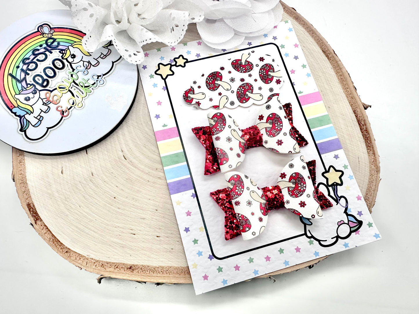 2.5” toadstools piggytail & clip set
