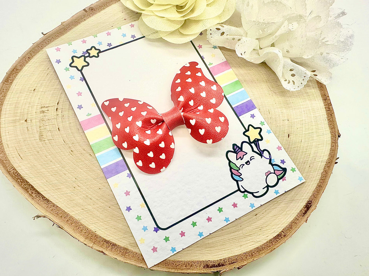 3” hearts butterfly school hair accessory - all colours can be ordered