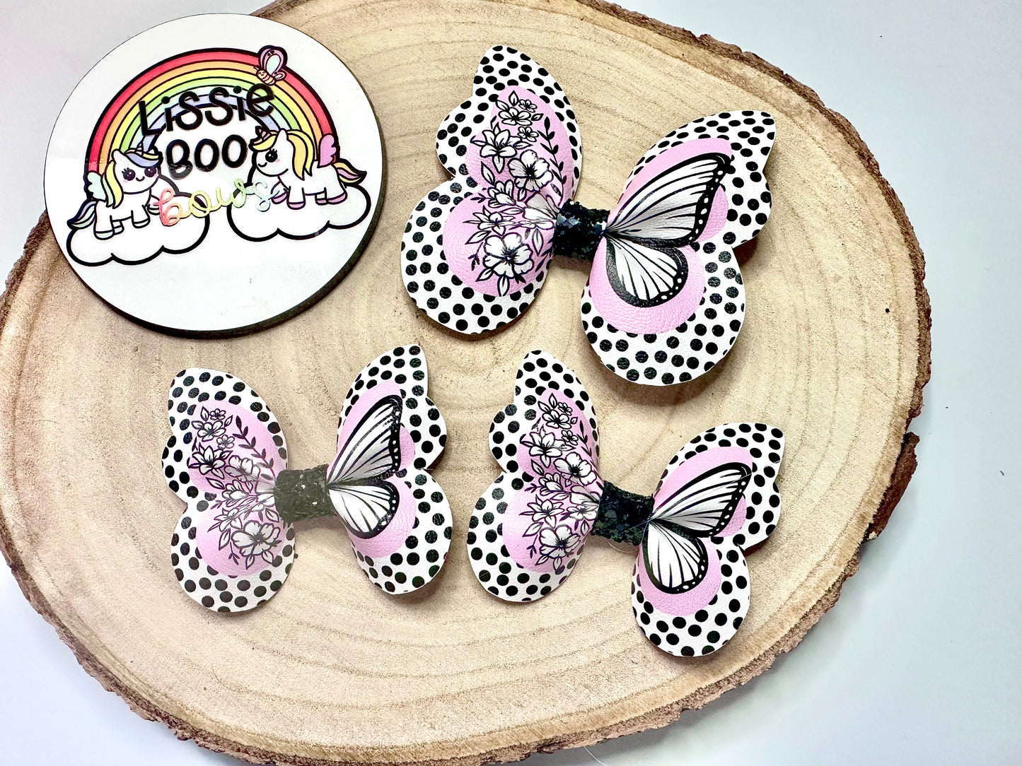 Pink floral butterfly hair accessories - sold individually